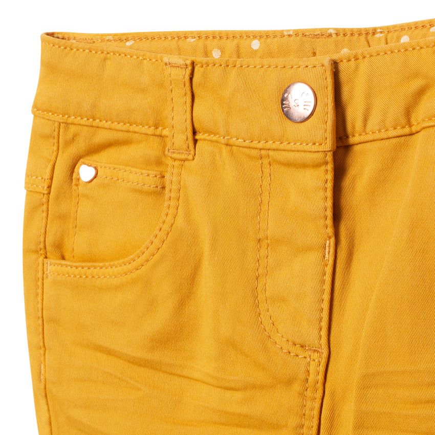 Pantalon en toile uni coupe slim - Jaune