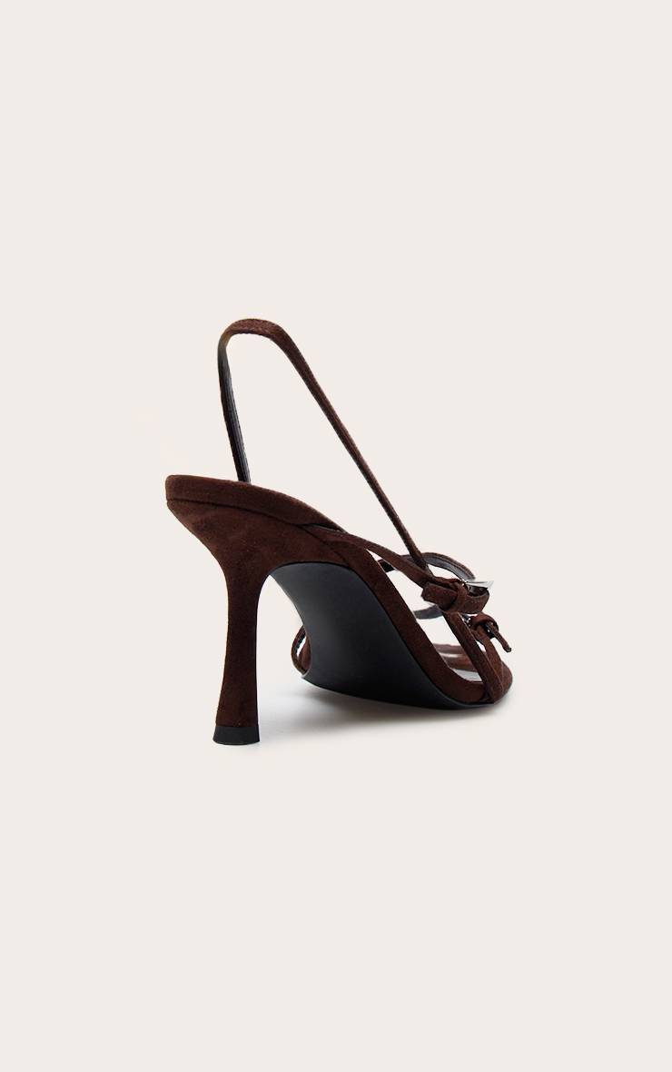 Chocolat Sandale À Talon Bride Arrière En Synthétique À Bout Angulaire Avec Détail Boucle Argentée