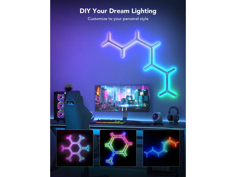 Govee Panelleuchte Y-Leuchten Glide, 7 Stück, RGBIC, Wi-Fi LED Lichtpaneele