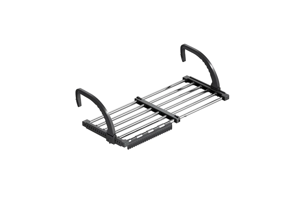 séchoir à Linge pour Balcon Extensible de 64 a 110 cm noir Vendos85
