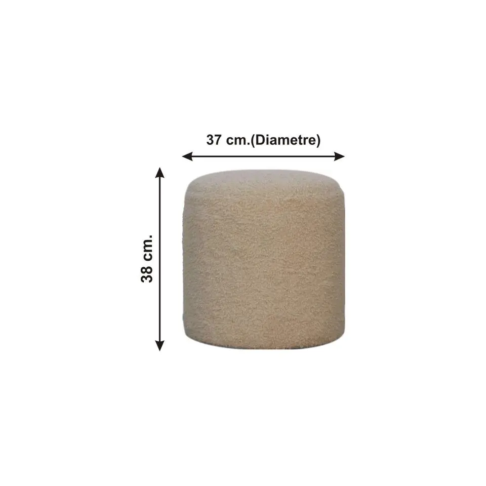 Bekleed Boucle Crème Ronde Poef