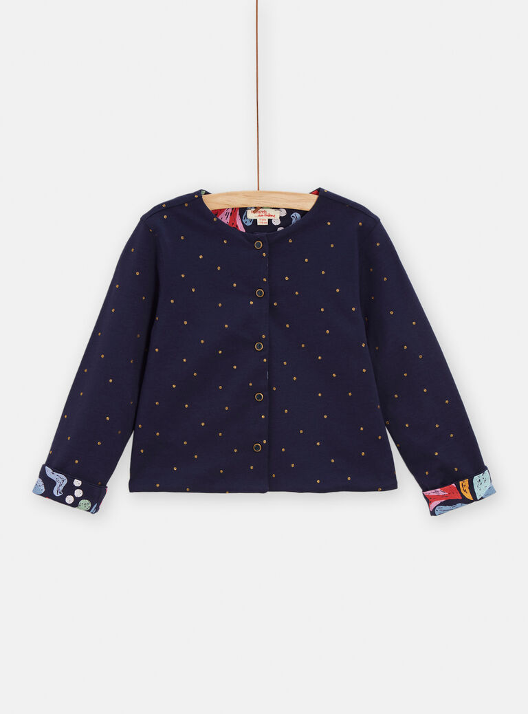Cardigan réversible bleu foncé pour fille