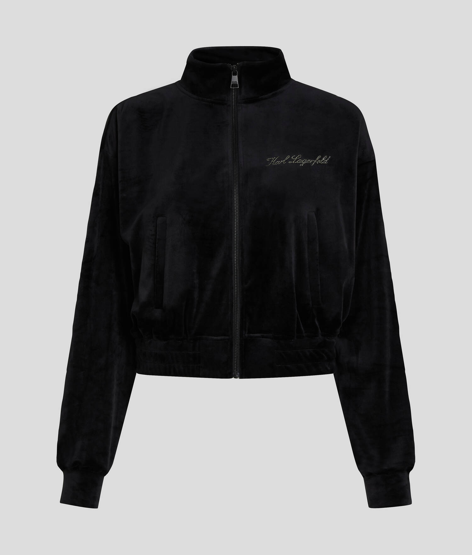 SWEAT-SHIRT ZIPPÉ EN VELOURS HOTEL KARL - Noir