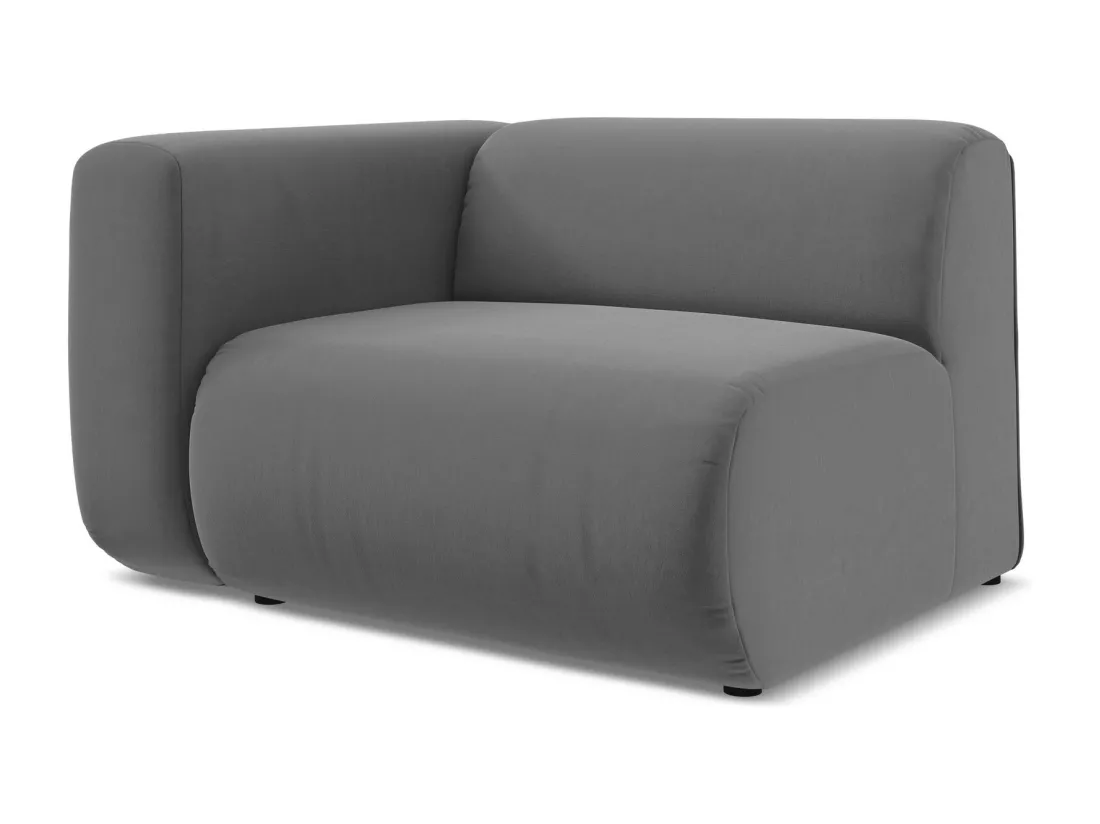 Module avec accoudoirs gauche en velours - gris - EKAHI