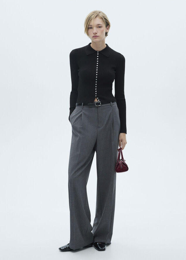 MANGO Decorative button sweater Black