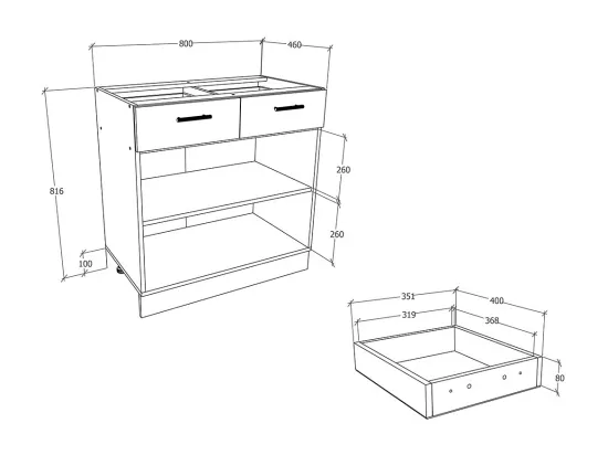 Armoire de cuisine L 80 cm Armoire basse Esilo