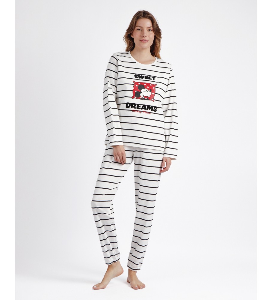 Pijama de manga comprida listrado Disney Sweet Dreams, branco