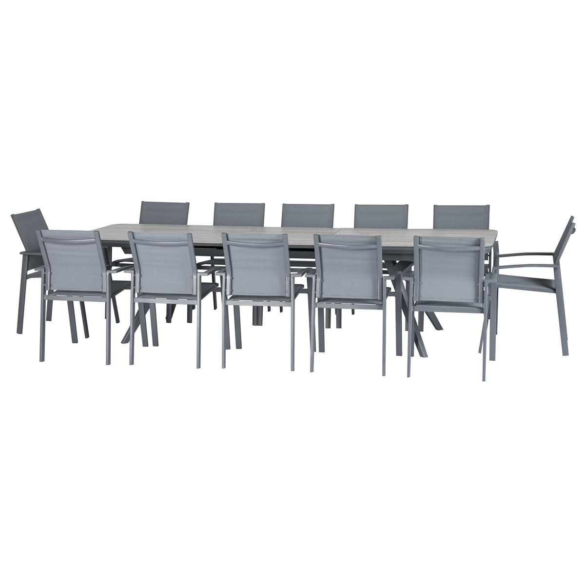 TABLE PULPY EXTENSIBLE VERRE PLUME QUARTZ 12 PLACES