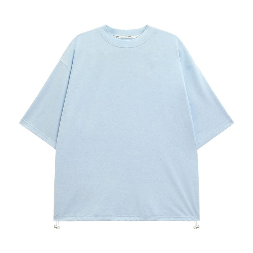 CHIC ERRO - Effen T-shirt met ronde hals en elleboogmouwen