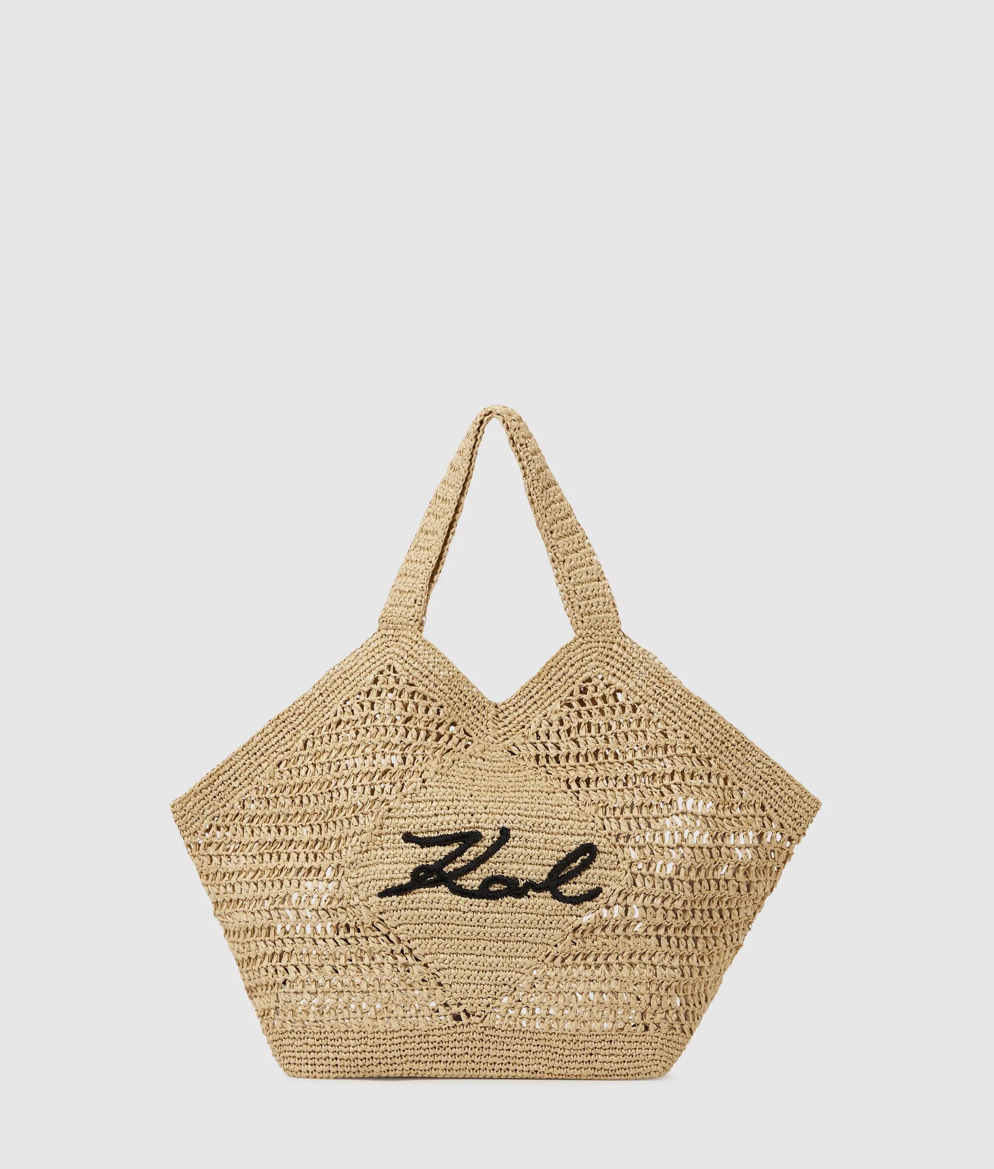 Handtekening gehaakte grote strandtas