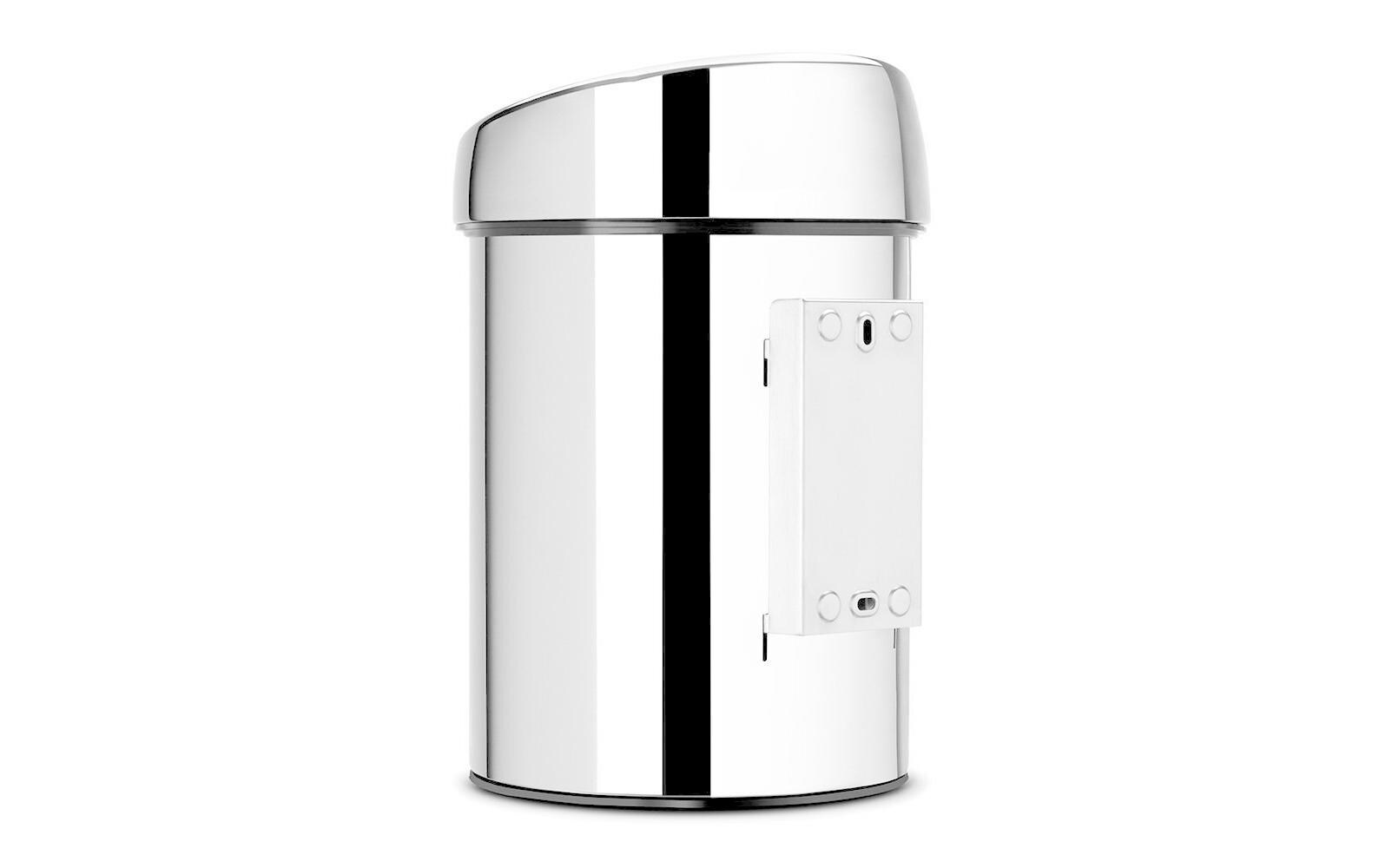 Toucheimer Touch Bin 3 l, Brilliant SteelAbfallbehälter mit Kunststoffeinsatz und Wandhalterung