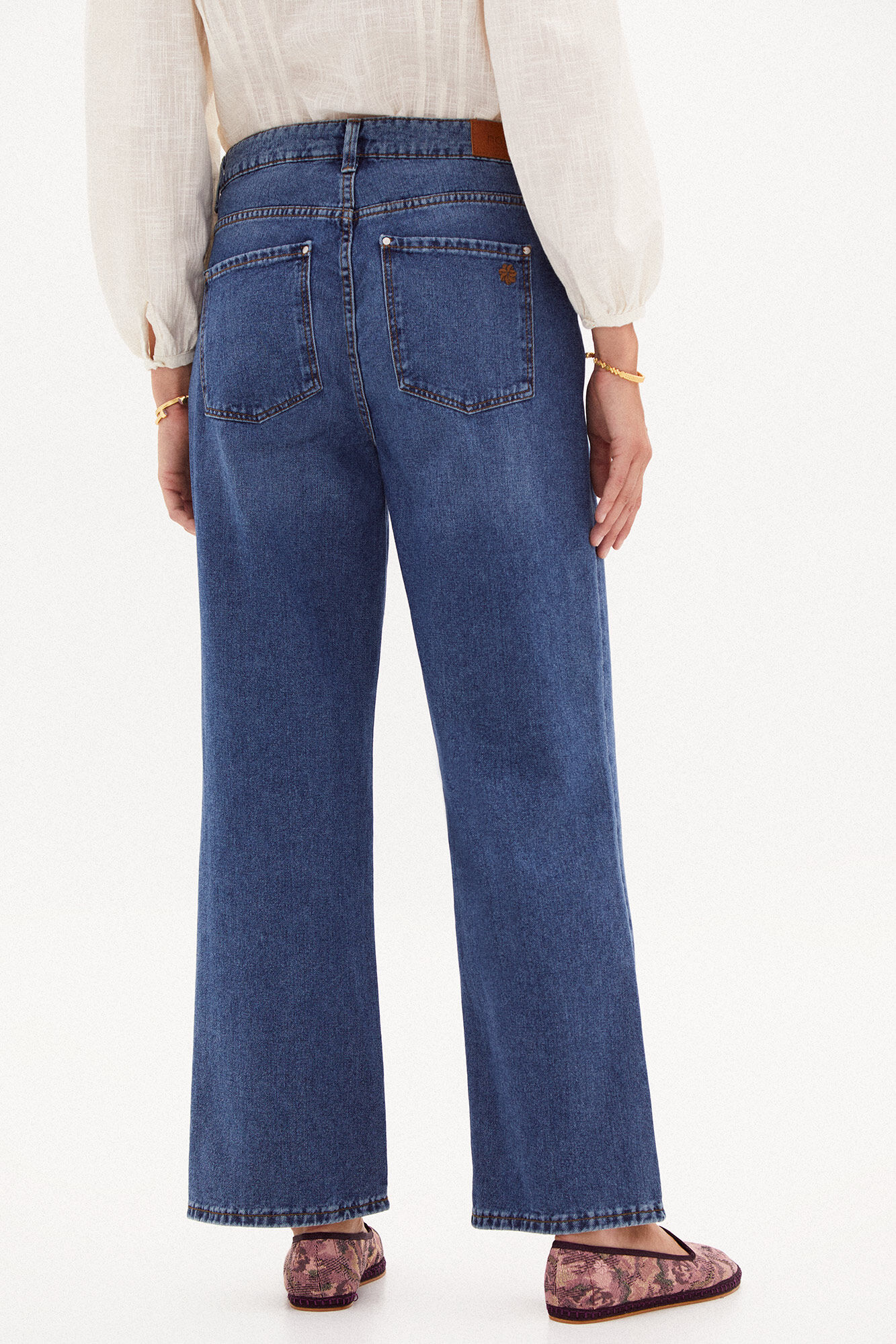 Calça jeans Lyla de perna larga - Azul