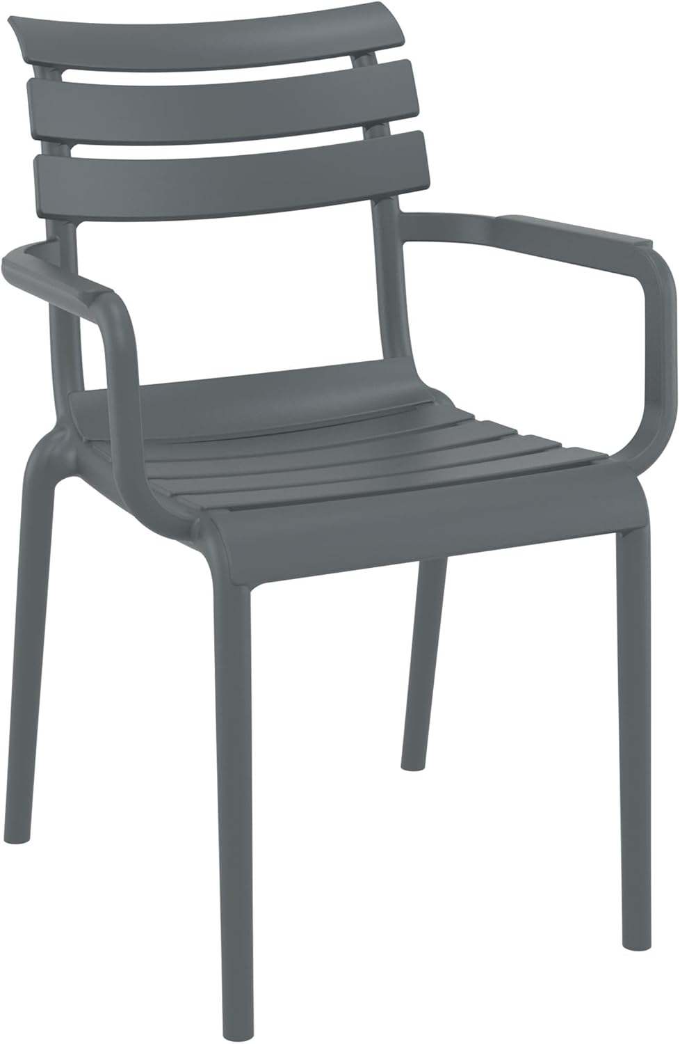 CLP Gartenstuhl stapelbar Paris, wetterfester Gartensessel auf Kunststoff, wetterfest und UV-beständig, Outdoorstuhl bis 160 kg belastbar, Farbe:dunkelgrau HU0726549
