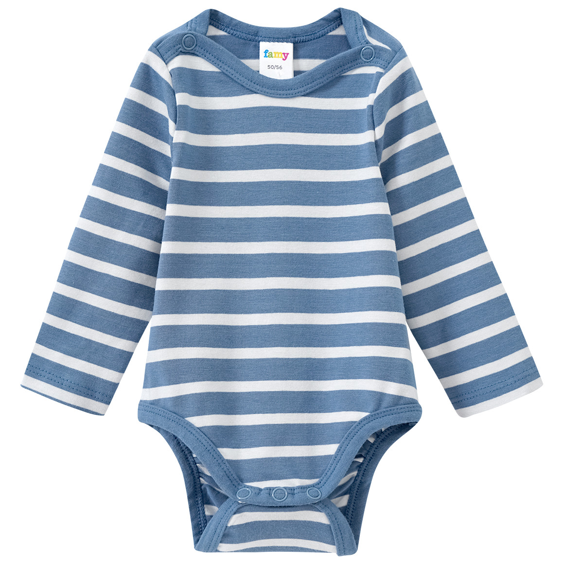 Famy 3 Baby Bodys mit Bio-Baumwolle blau / dunkelblau / weiss