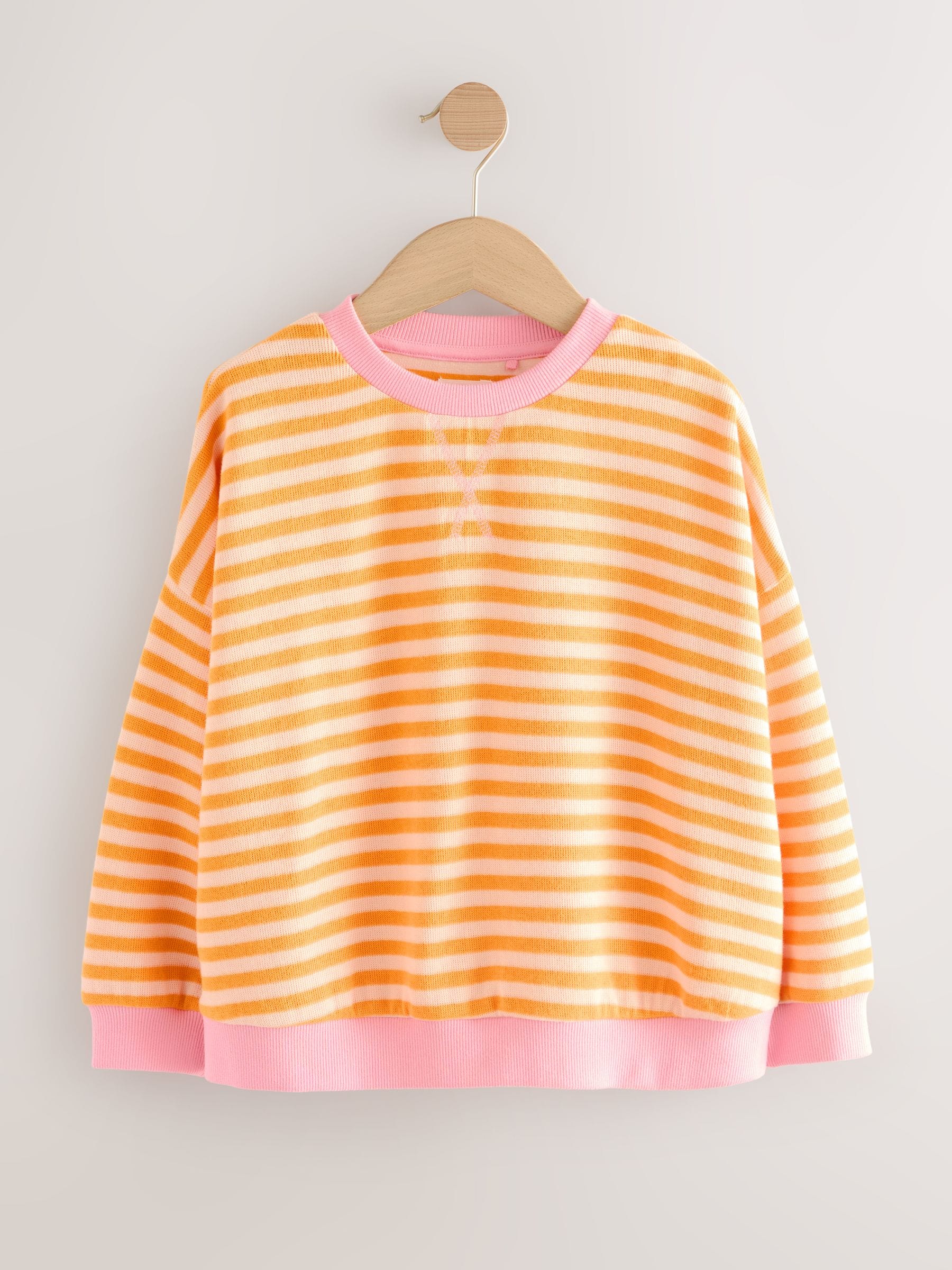 Oranje/roze - Oversized behaaglijke ribbelsweatshirt (3 - 16 jr)