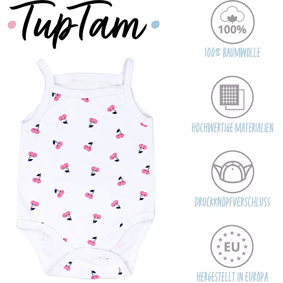 TupTam Mädchen Babybody mit Spagettiträger Sommer 5er Pack lila