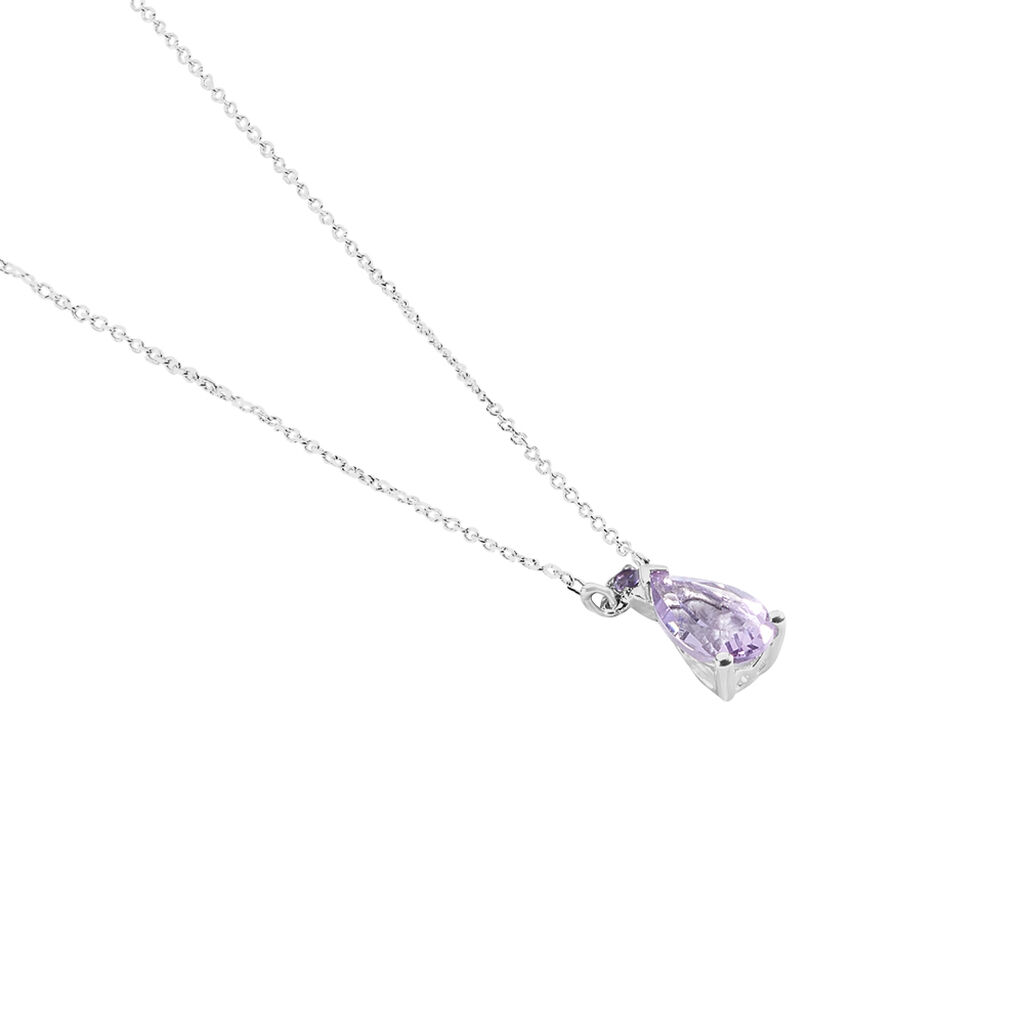 Collier Yrene Or Blanc Amethyste