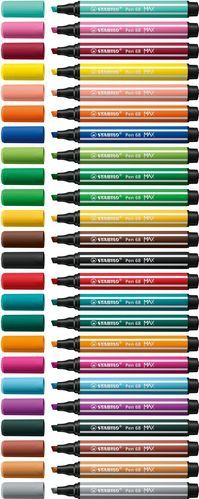 STABILO Pen 68 MAX - Viltstift - 24 Kleuren - Dikke Beitelpunt