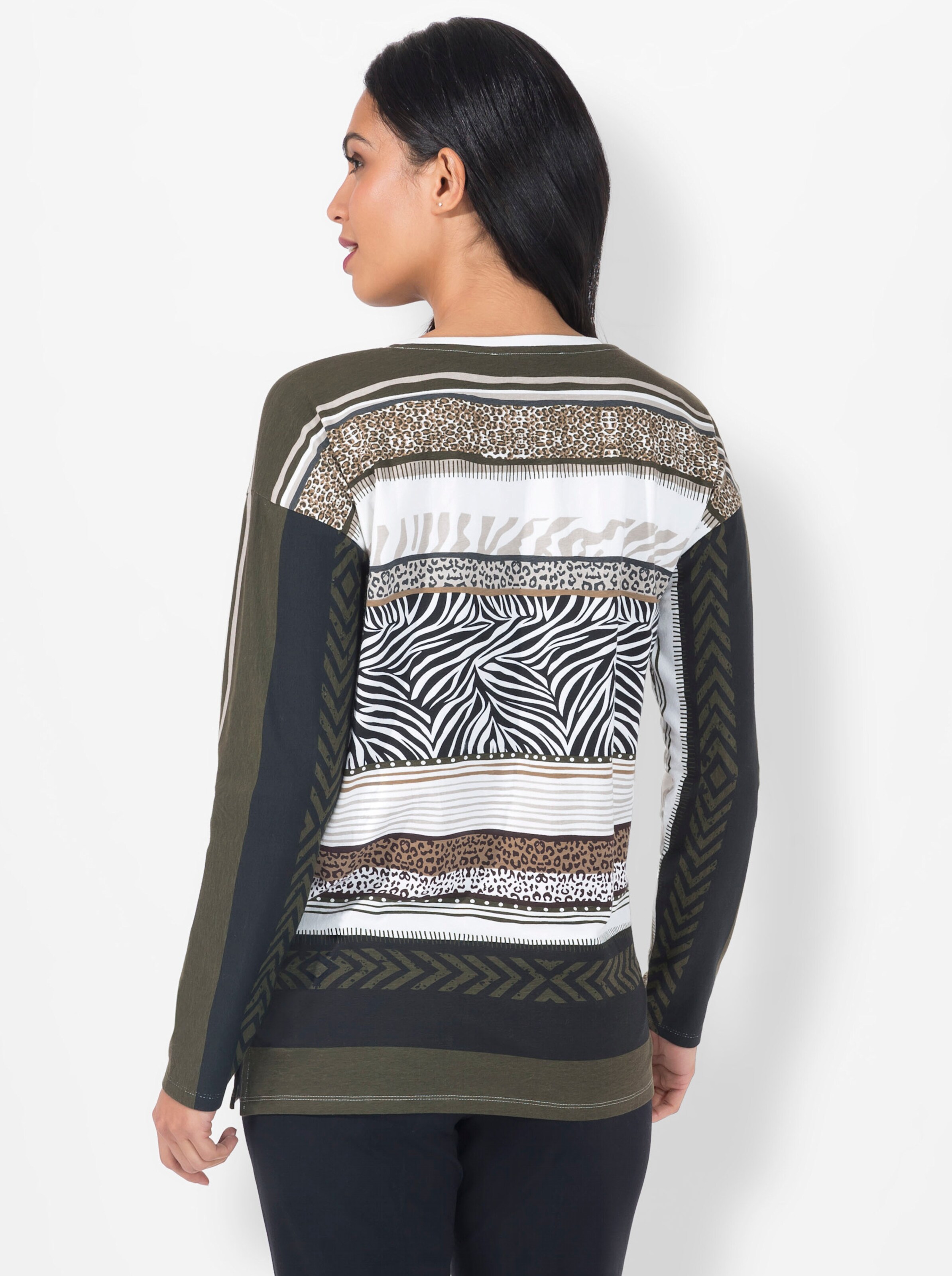Print-Shirt in ecru-gemustert