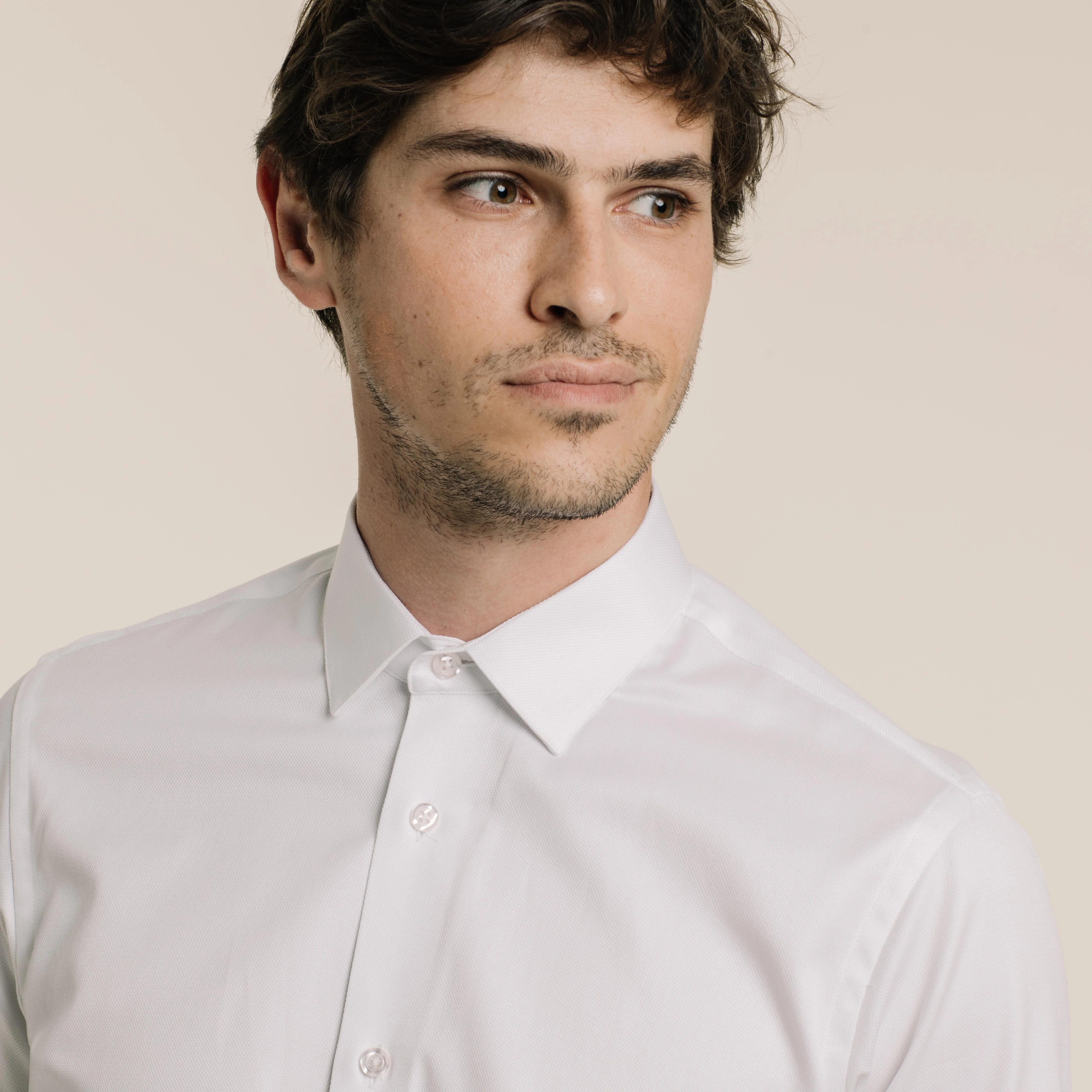 White double-twisted dobby shirt