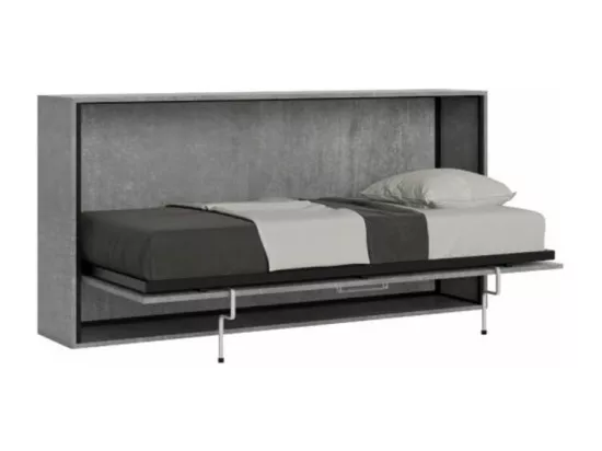 Lit escamotable horizontal gris ciment Bounto 85x185-