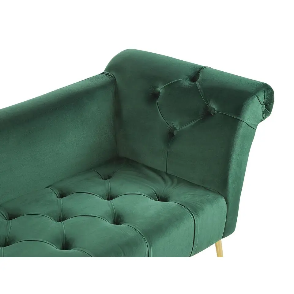 NANTILLY - Chaise longue - Groen - Symmetrisch - Fluweel
