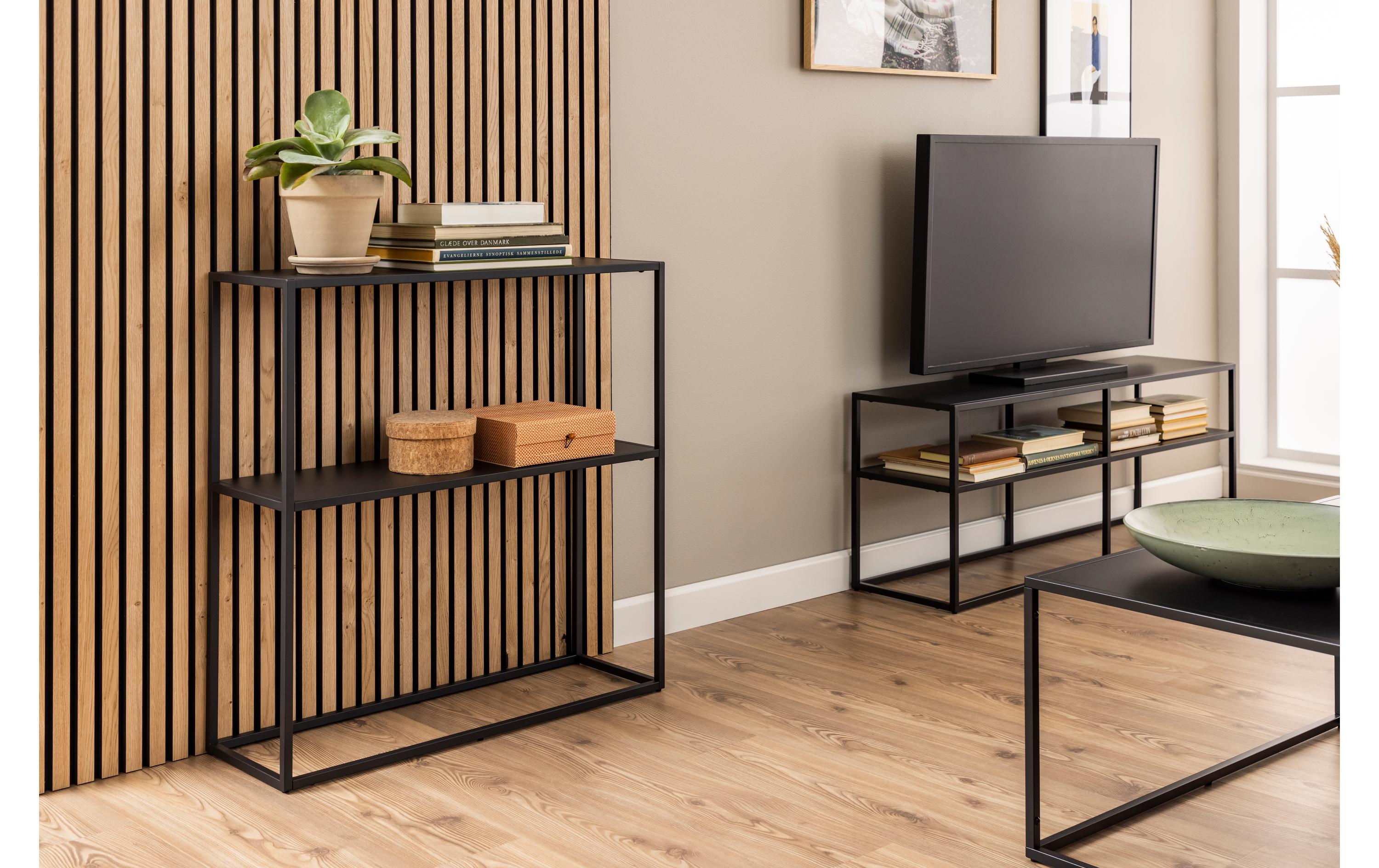 TV-Möbel Newton 120 x 30 x 46 cm, Schwarz<br>TV-Kommode