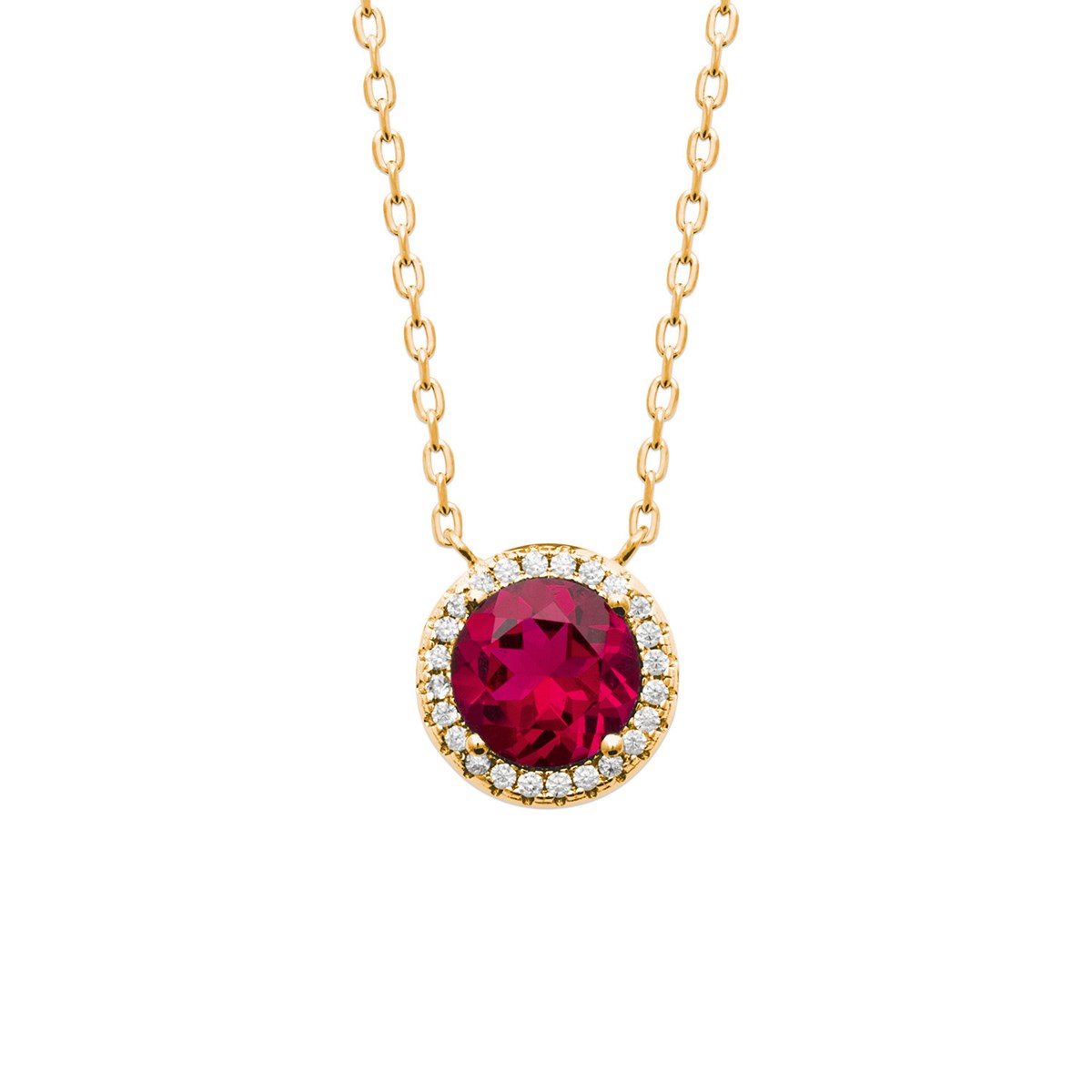 Collier Brillaxis plaqué or et pendentif rouge