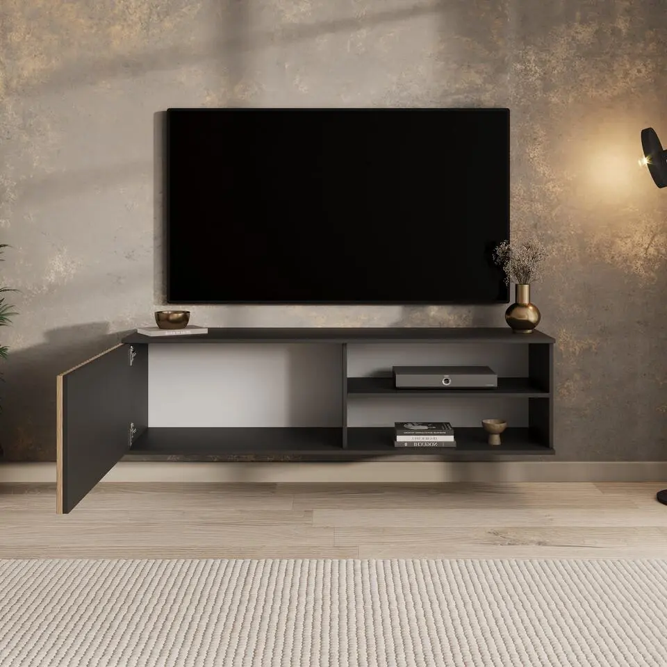 Meubella - TV-Meubel Marbella - Zwart - 150 cm