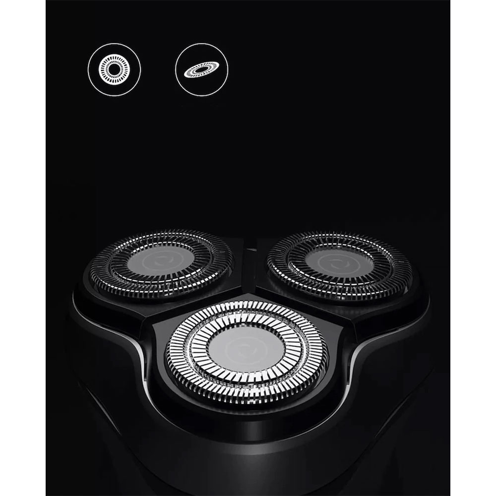 BlackStone Elektrischer USB Rasierer Rotierender 3D Dreikopf Akku Rasierer Wasserfest (IPX7) - Schwarz