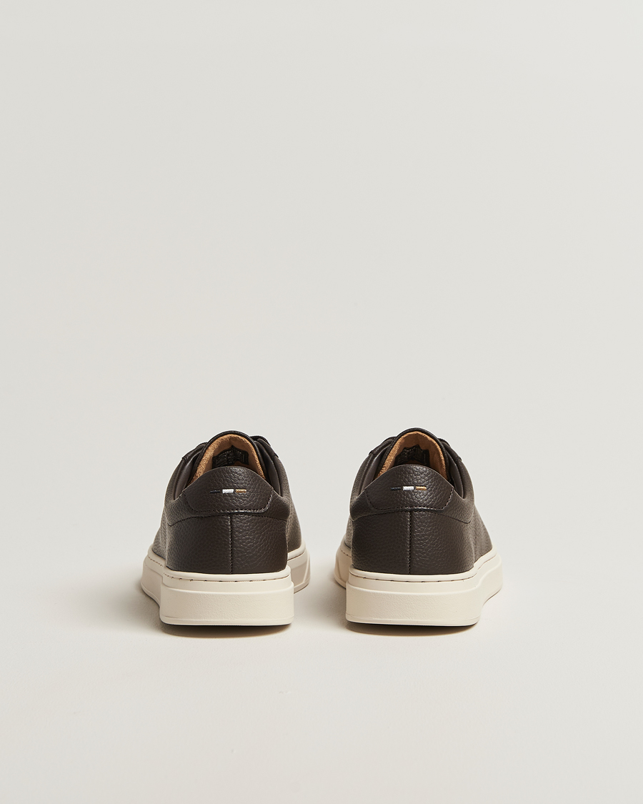BOSS BLACK Kieran Grained Leather Sneaker Dark Brown