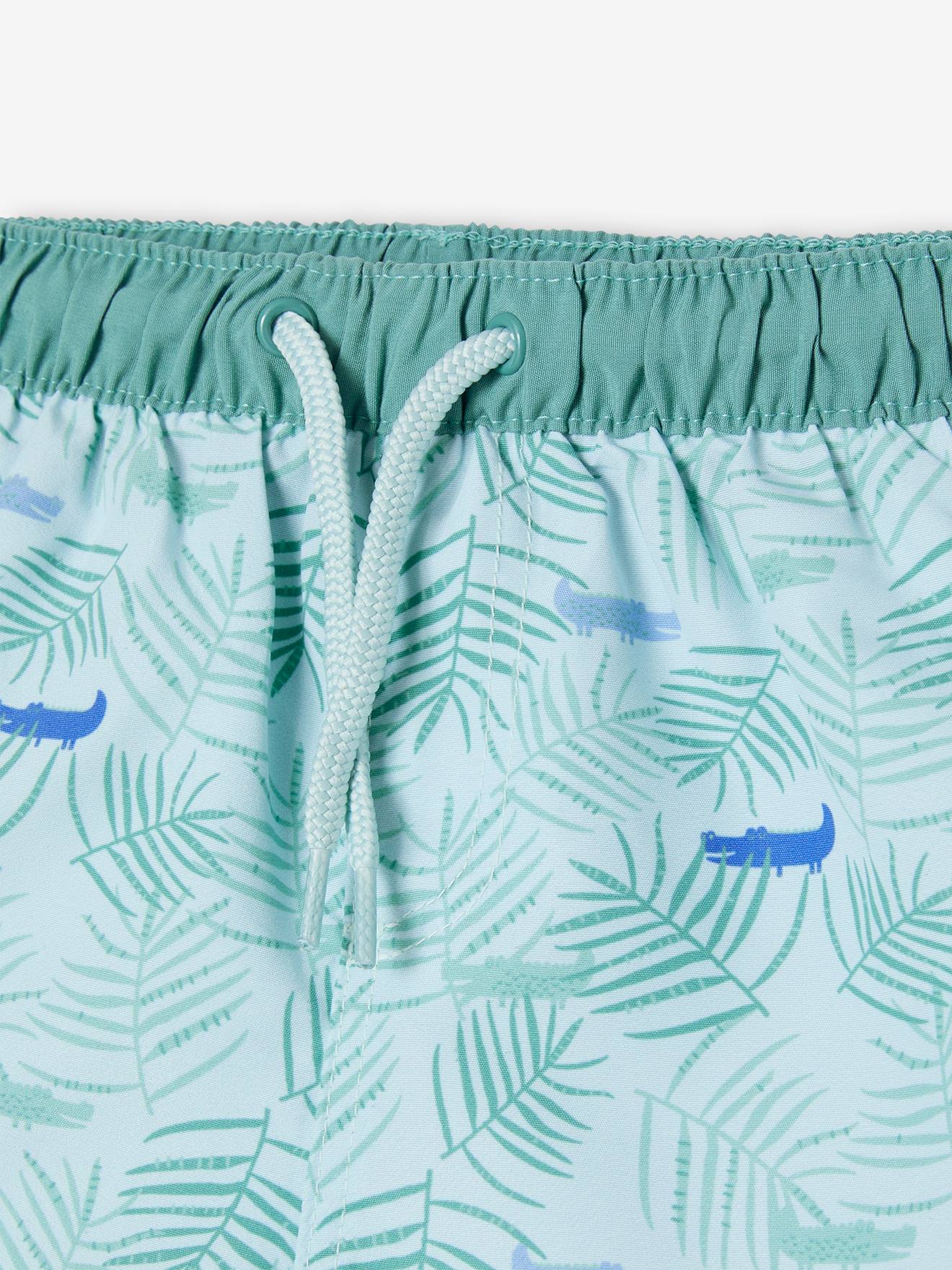 Calção de banho estampado verde-água para bebê menino