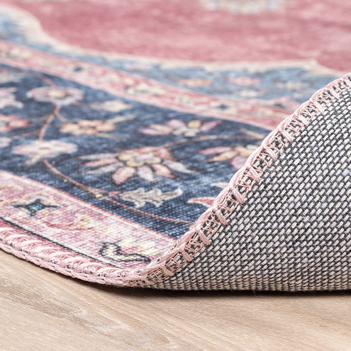 Rond vintage vloerkleed - Lily Medaillon Rood/Roze | Fleurig