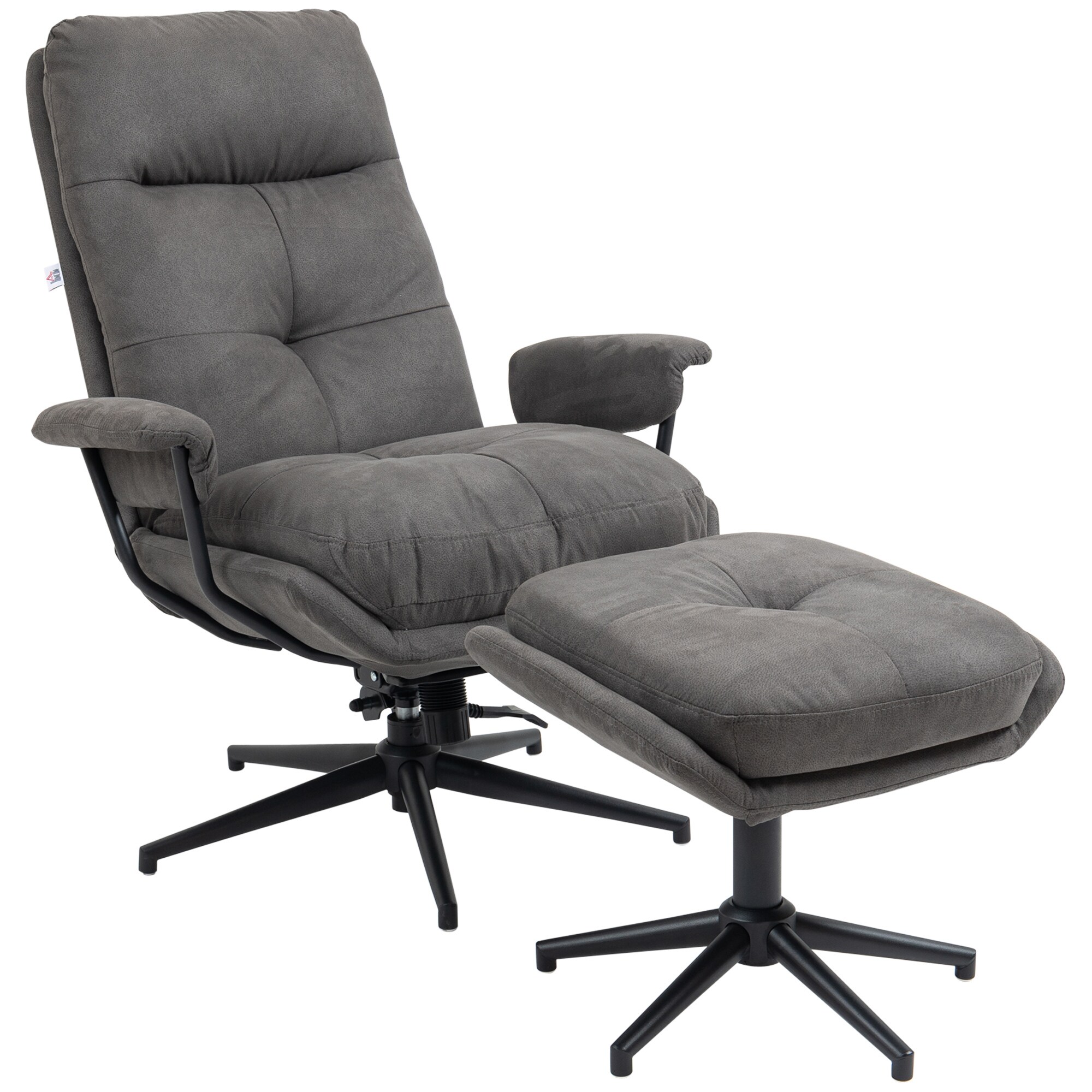 HOMCOM Relaxsessel mit Hocker grau 78L x 91B x 103,5H cm