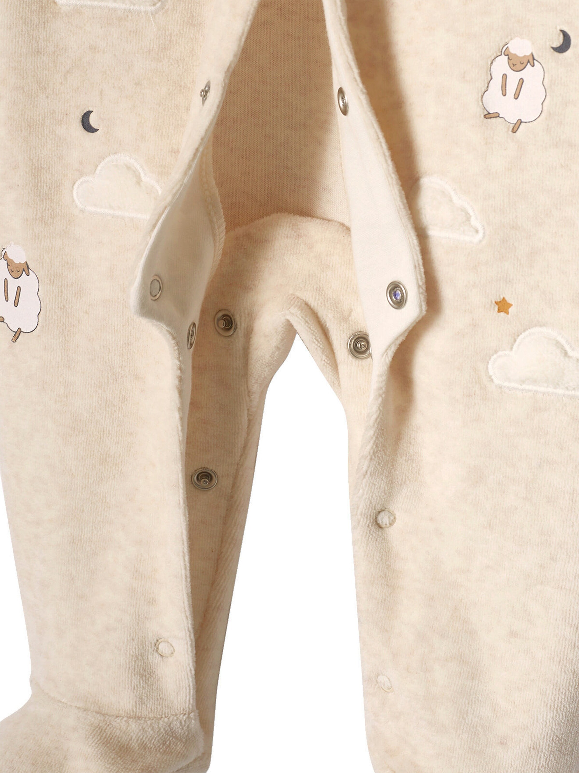 Vertbaudet Baby Samt-Strampler beige meliert