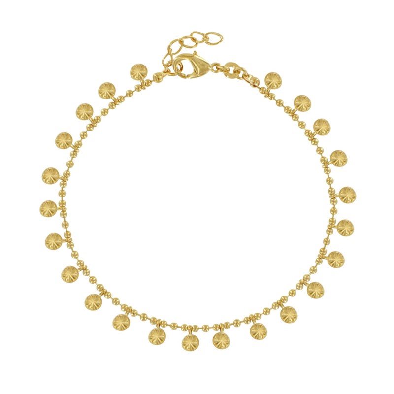 Bracelet Billes Plaqué Or Médailles Soleil