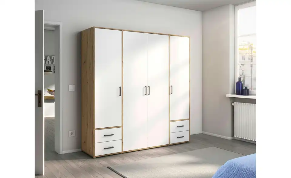 Drehtürenschrank Absetzung: Eiche Artisan 187 cm 4 Stück