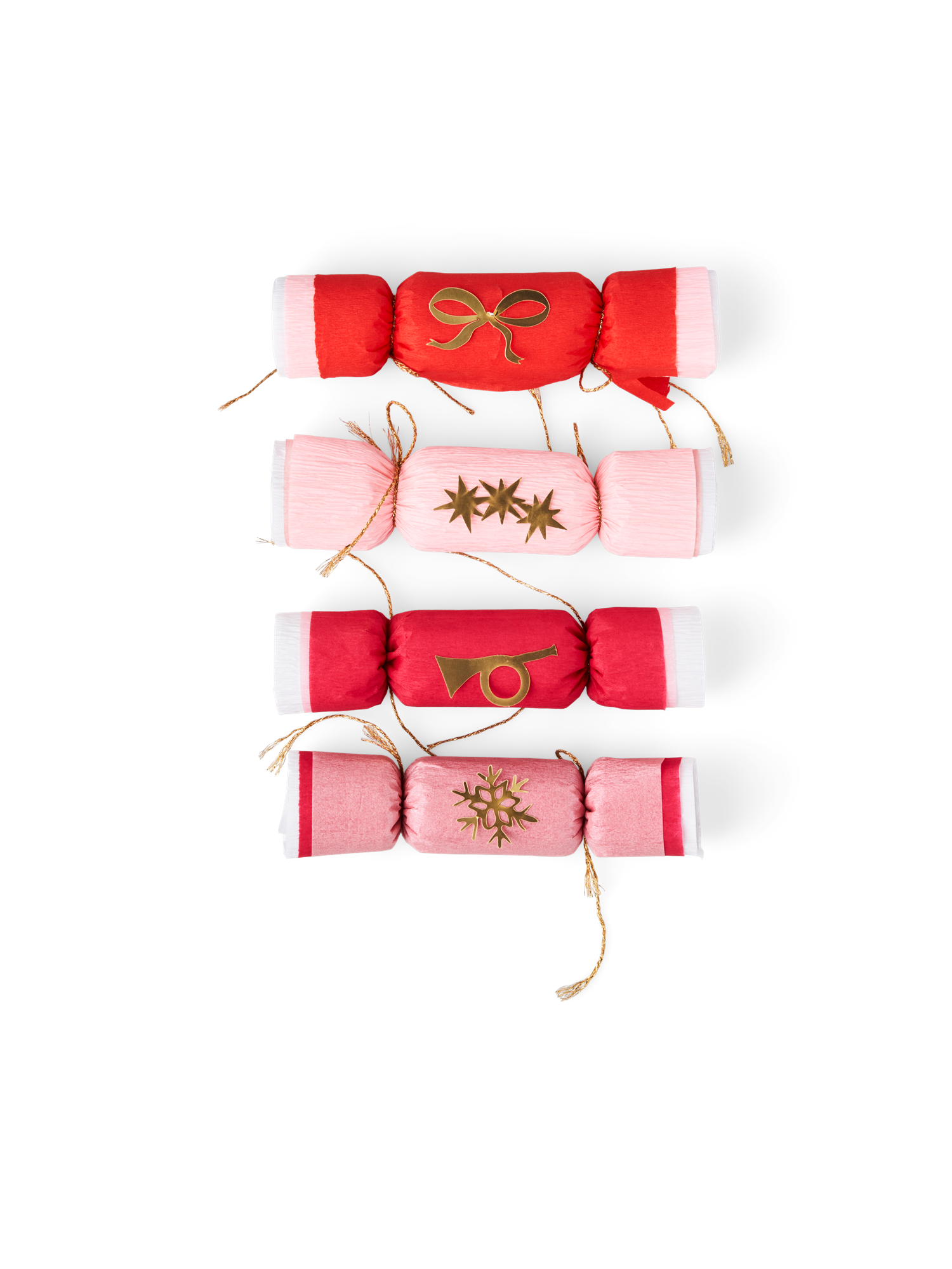 Dekorative juleknallerter | Papir. 4 stk. | Red