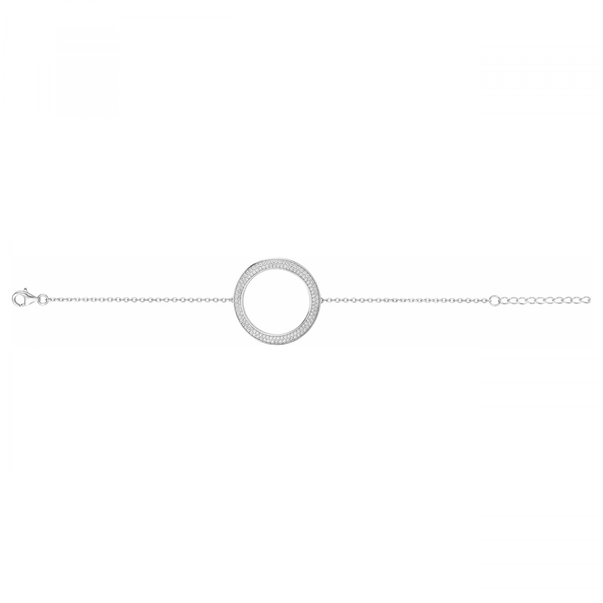 Bracelet souple mono-motif en Argent avec oxyde de zirconium blanc