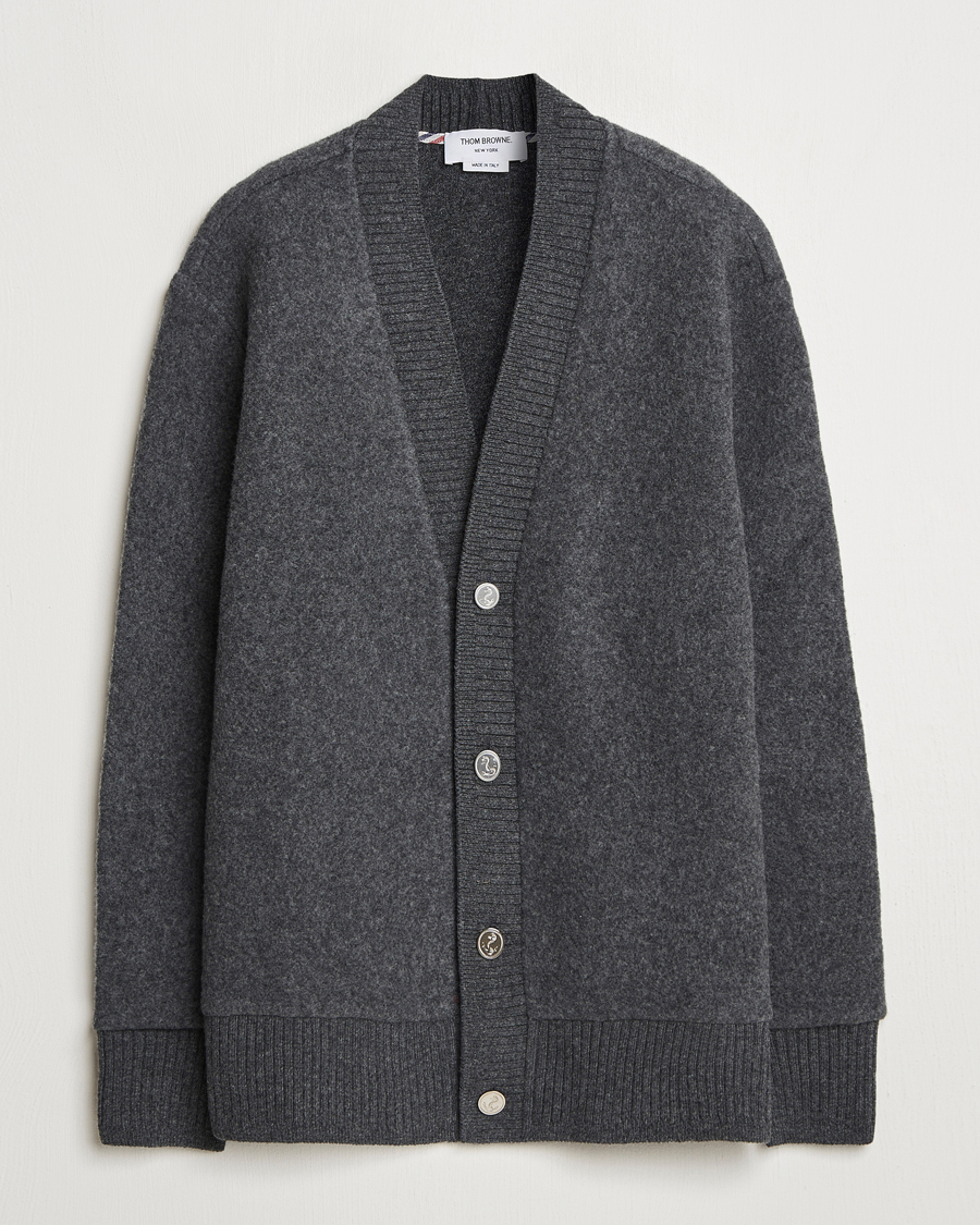 Thom Browne Wool Fleece Cardigan Charcoal