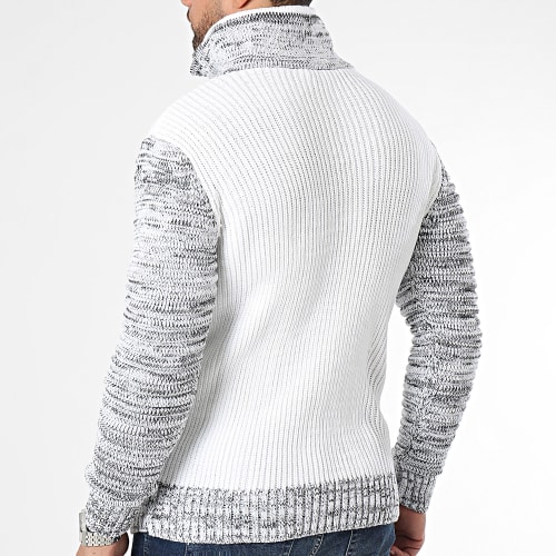 Pull Col Amplified Blanc Chiné