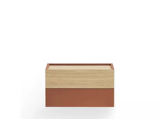 Otto - Table de chevet murale 2 tiroirs en bois - Rouge brique