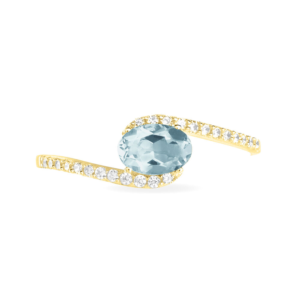 Bague Loriane Or Jaune Aigue Marine Et Oxyde De Zirconium