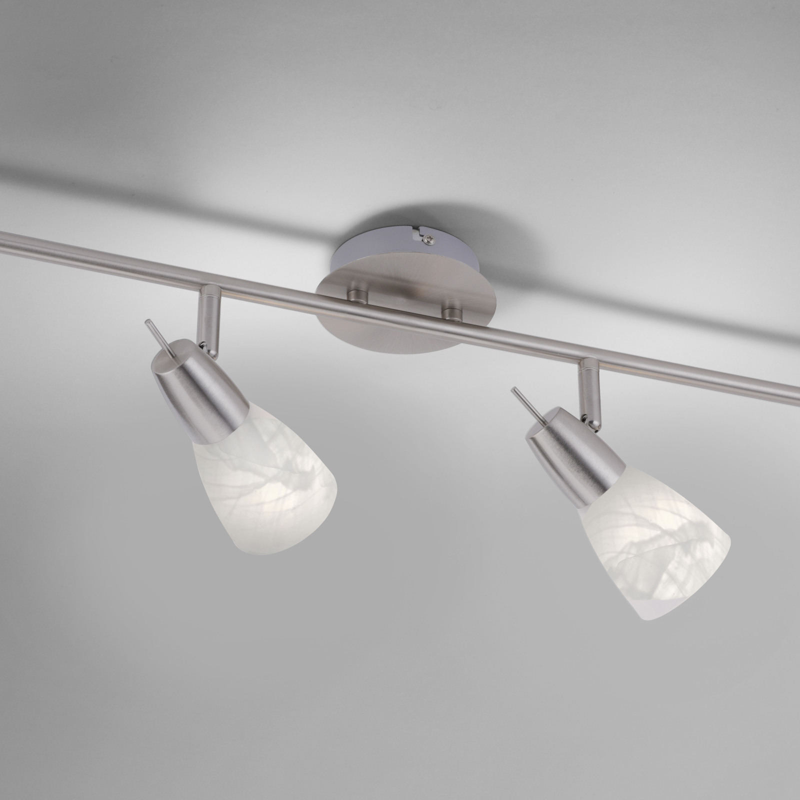 LED-Deckenleuchte - stahlfarben - Metall - Glas