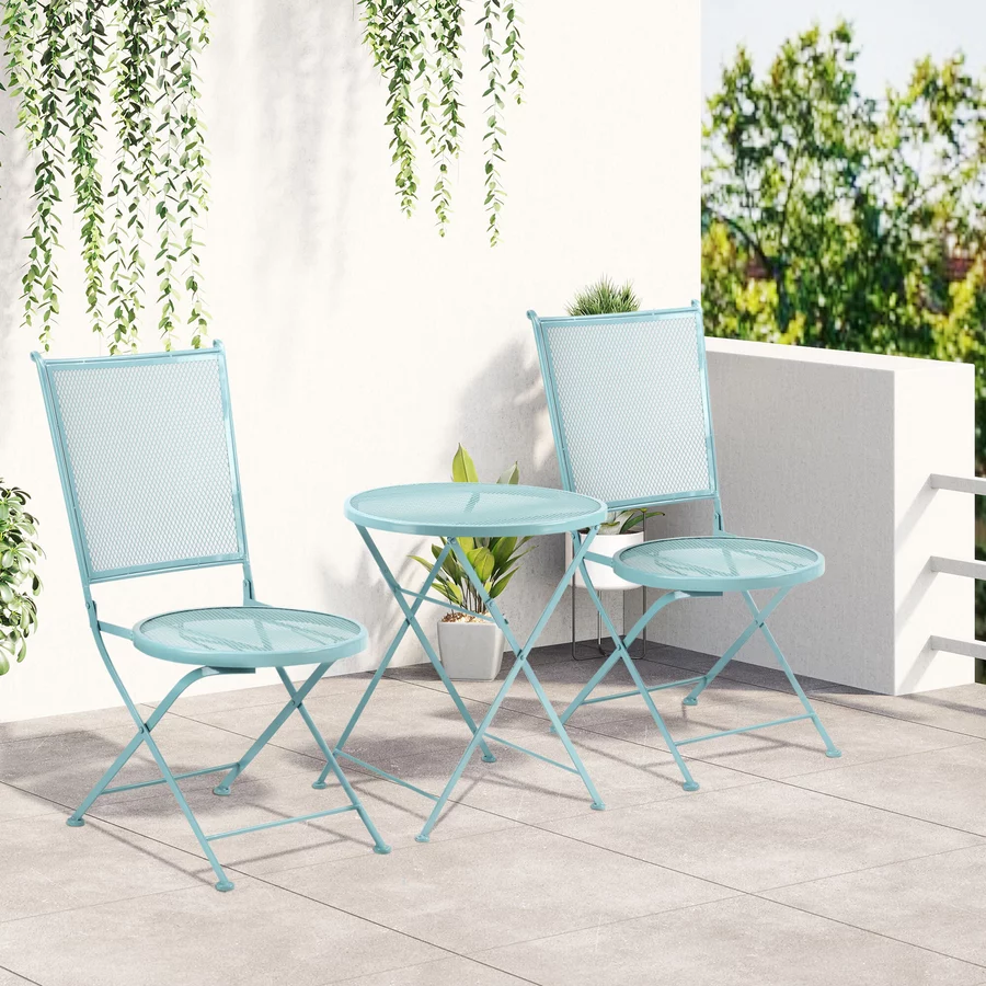 Outsunny Gartenmöbel-Set mit Klappbarkeitsfunktion blau