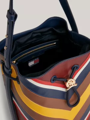 Bolsa tipo saco Tommy x Pendleton Valley Stripe em couro