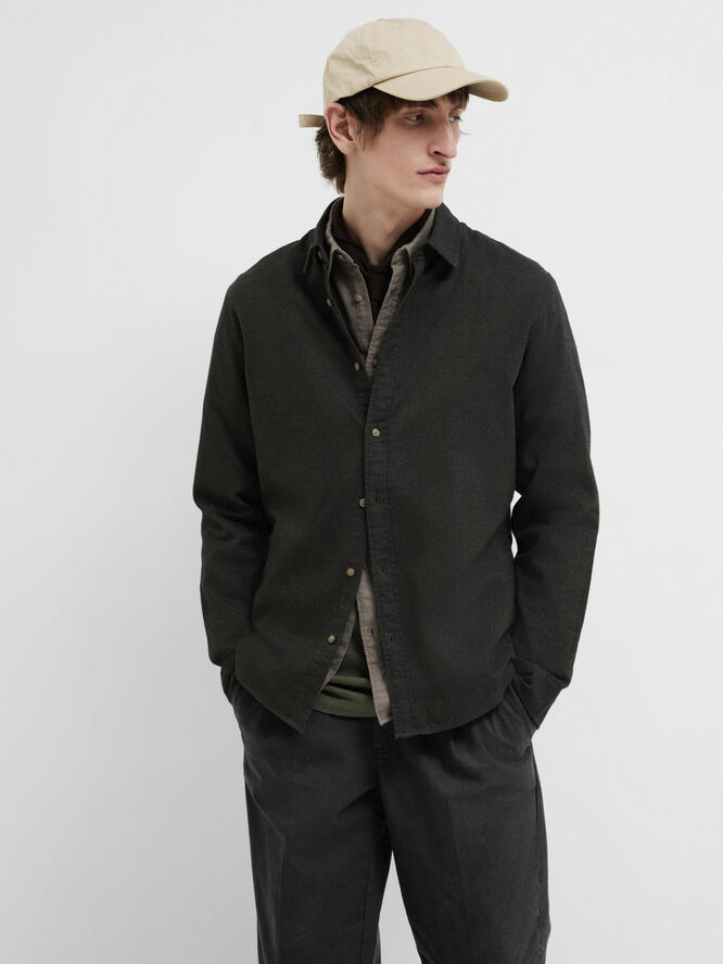 Selected Homme SLHSLIMOWEN-FLANNEL SHIRT LS NOOS Morel/solid