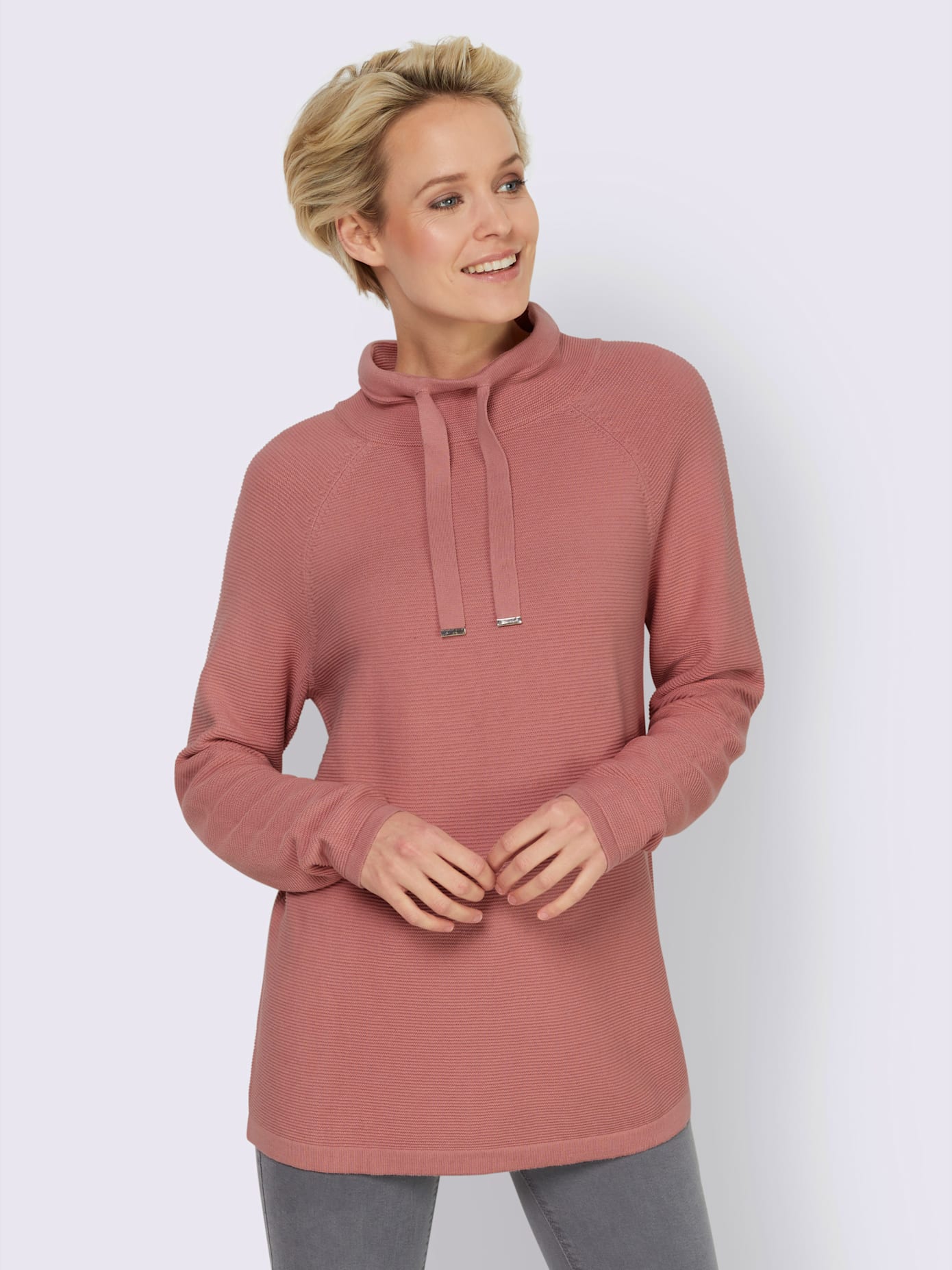 Pull large col montant avec coulisse