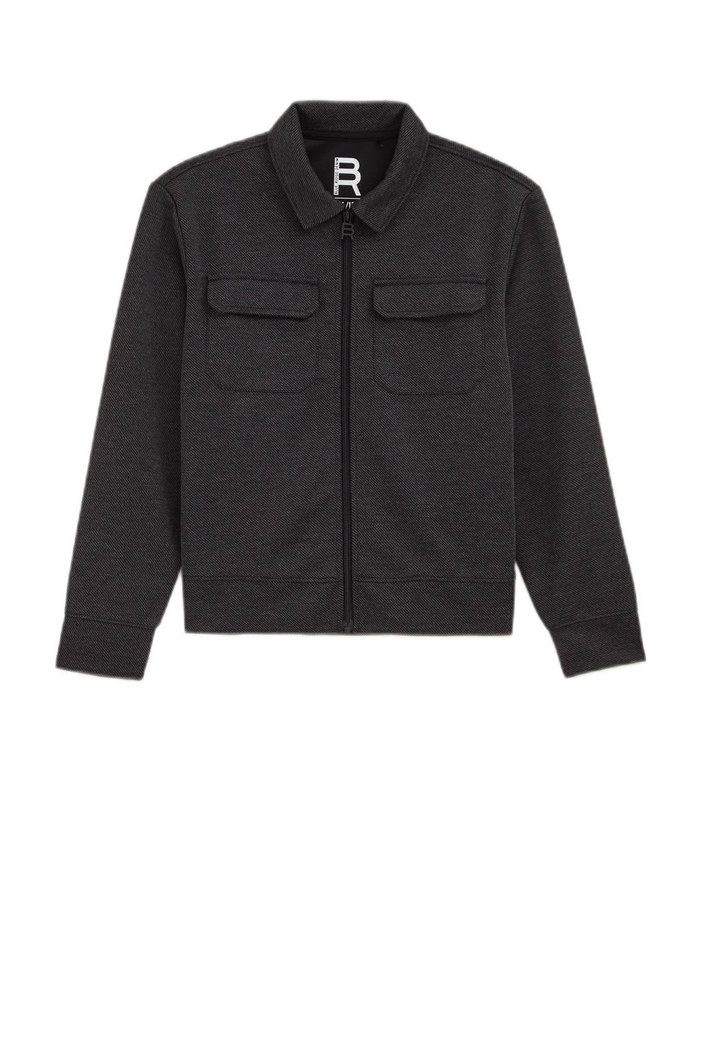 WE Fashion gemêleerde shacket tussenjas black melange