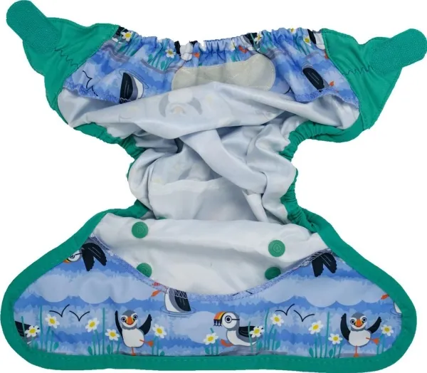 Close Caboo bleer Wrap, genanvendelig ble med velcro Blue Puffin 3-16 kg, 1 stk.